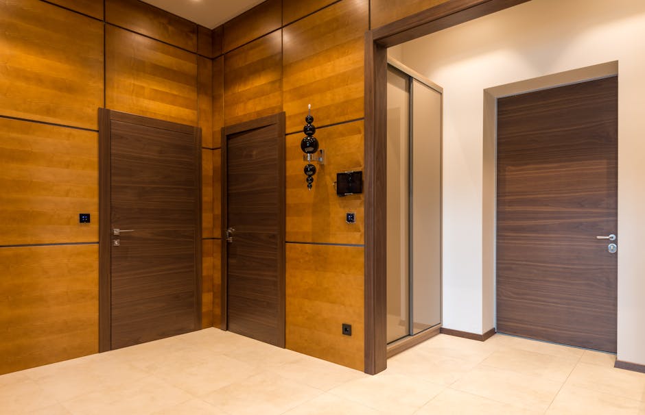 Modern interior door smoothly installed in hallway